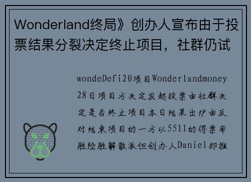 Wonderland终局》创办人宣布由于投票结果分裂决定终止项目，社群仍试图拯救